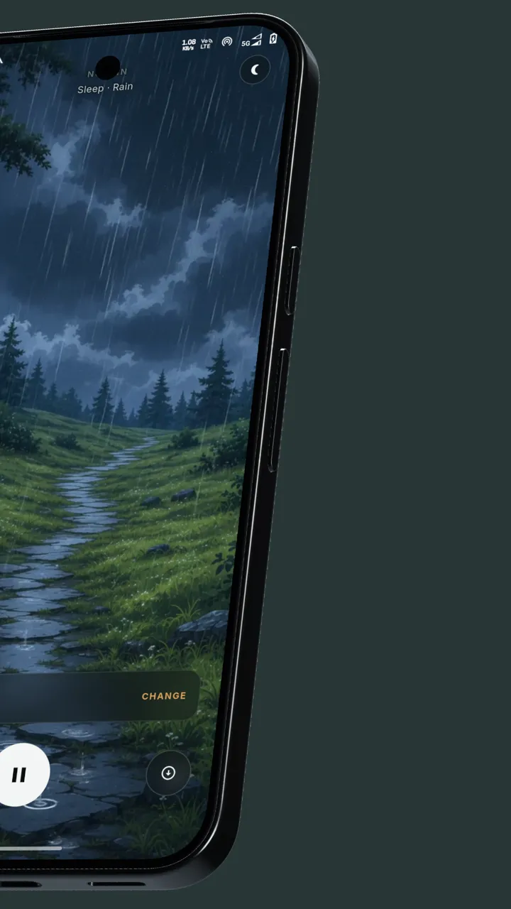 Heavy Rain playing full screen, with the sleep timer.